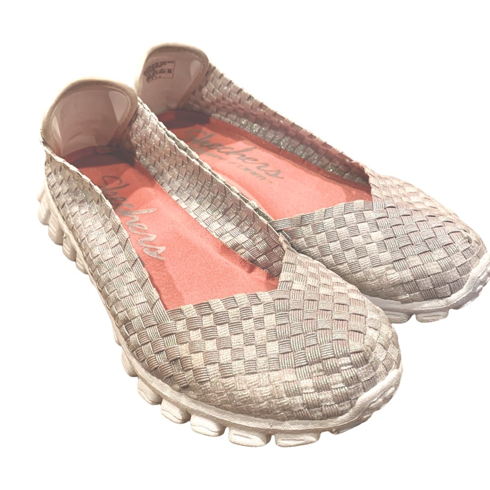 Skechers Rockin’ It Lightweight Stretch Weave Memory Foam Pearl White #22691